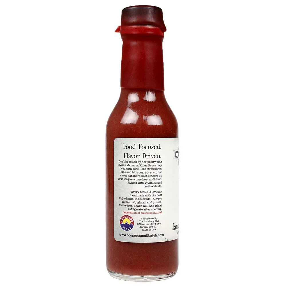 Jamaica Killer Hot Sauce Strawberry Lime Hibiscus Sweet Heat 5 Oz Bottle