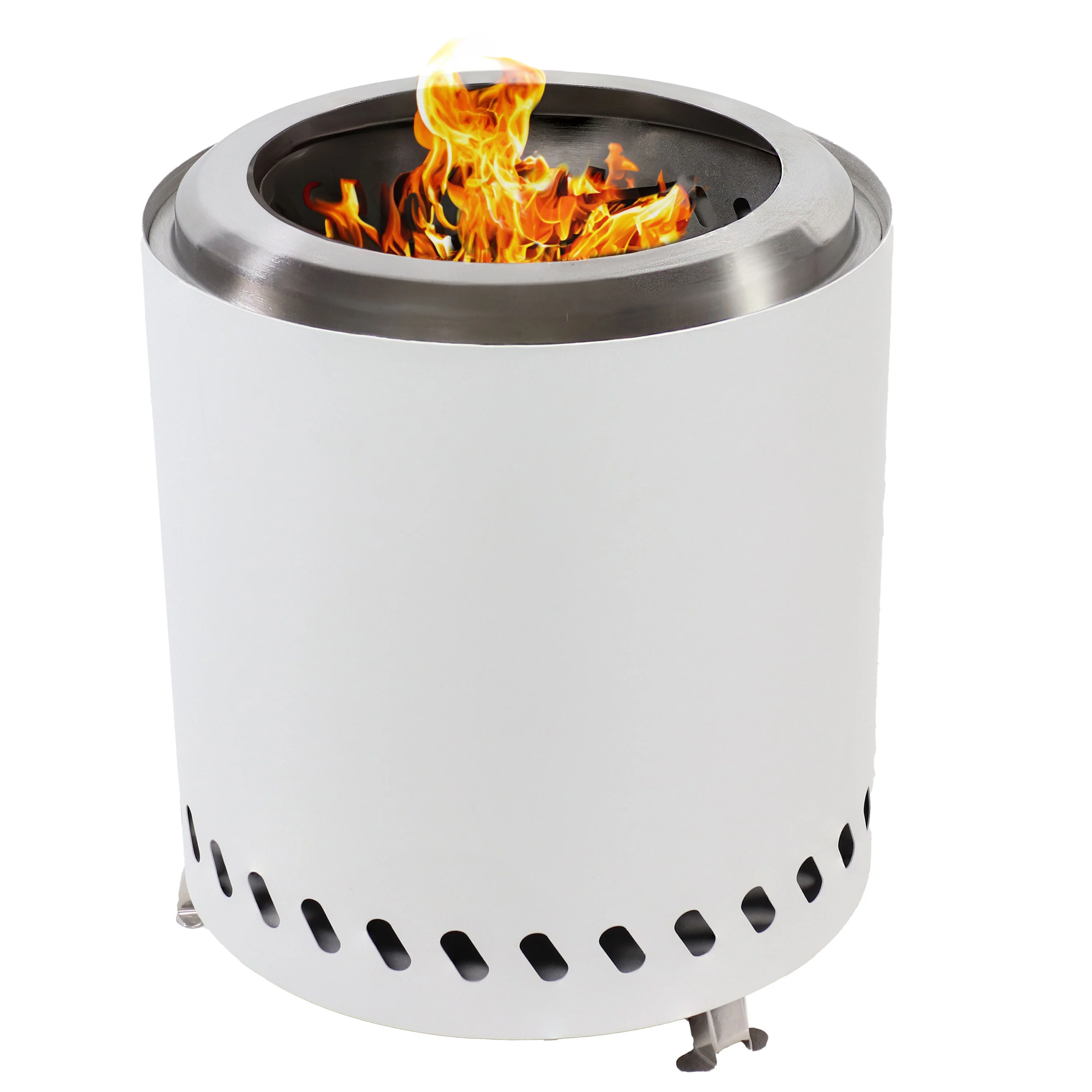 Sunnydaze Tabletop Smokeless Fire Pit with Travel Bag and Poker - White - 9.75