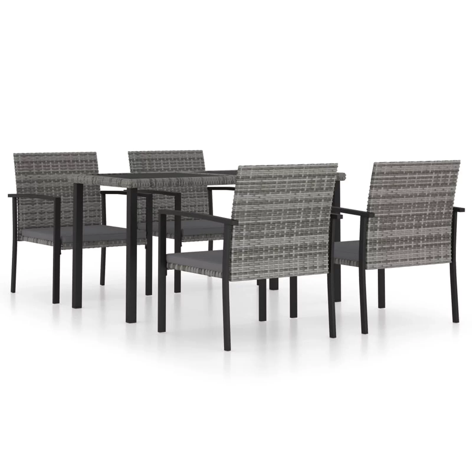Walmeck 5 Piece Patio Dining Set Poly Rattan Gray