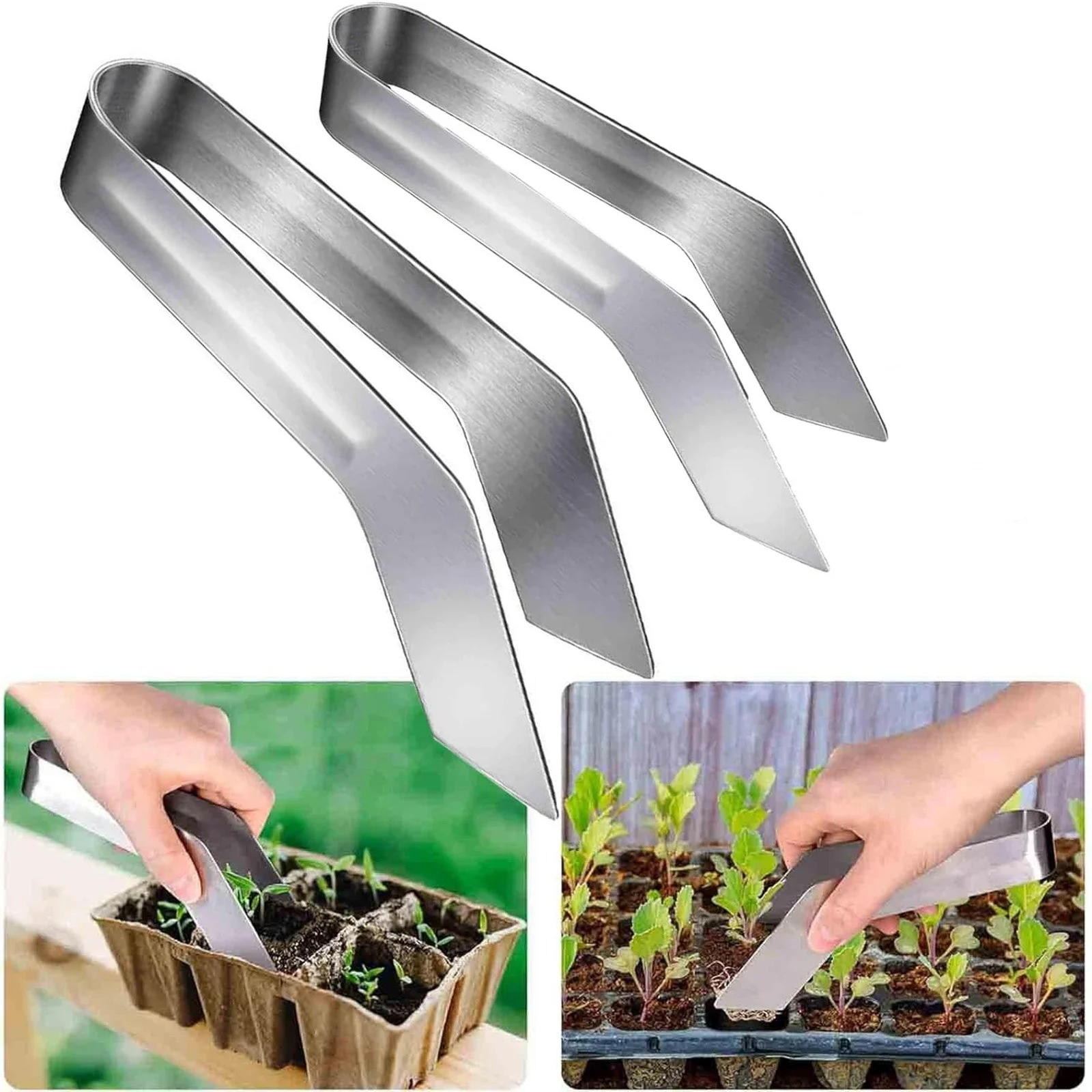 MVNSFEW Light Clip Seedling Transplant Pliers Seedling Transplant Tongs Stainless Steel Seedling Easy Transplanter with Slip Grasp Tips To Reduce Damage To Roots