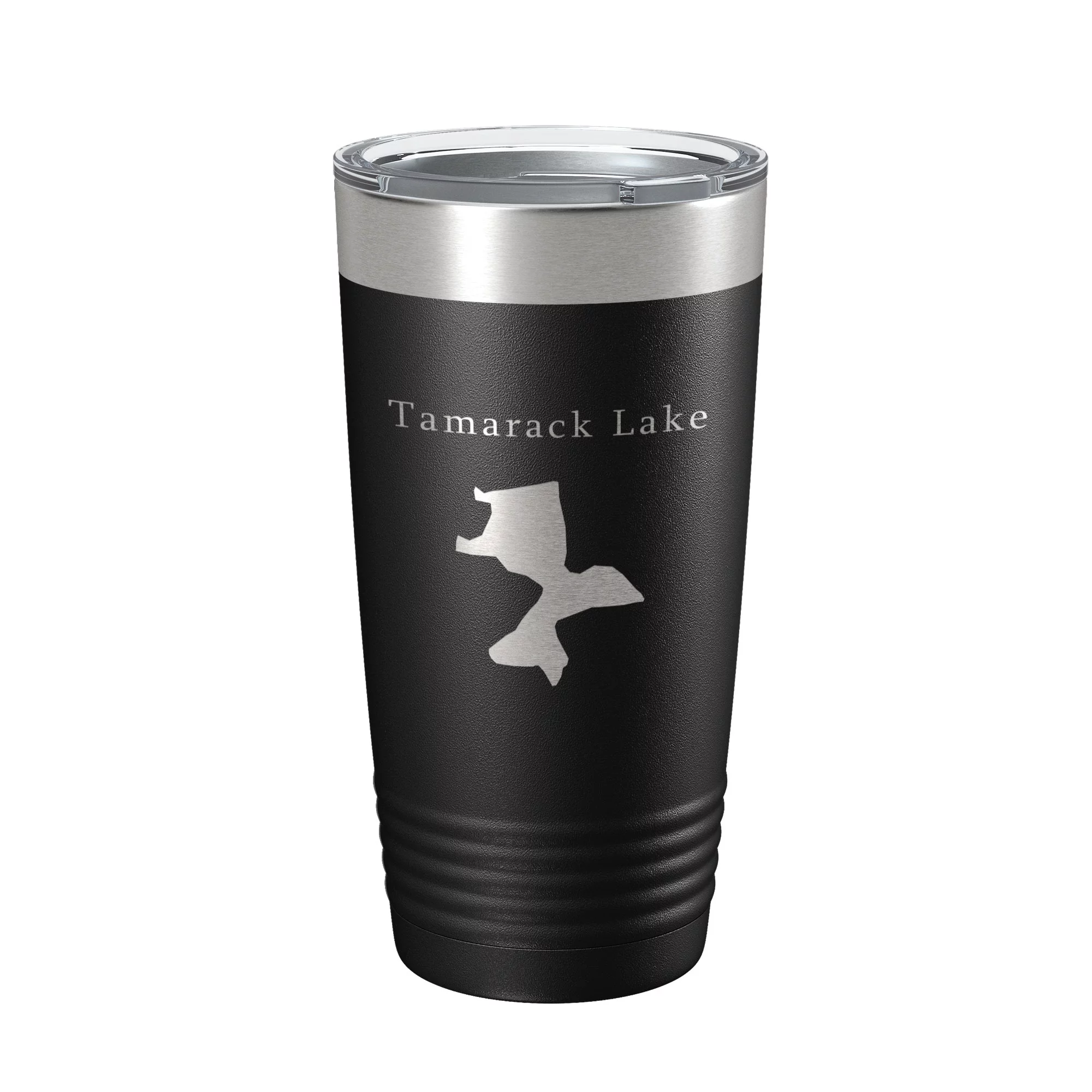 Tamarack Lake Map Tumbler Travel Mug Insulated Laser Engraved Coffee Cup Pinckney Huron River Chain of Lakes Michigan 20 oz Black