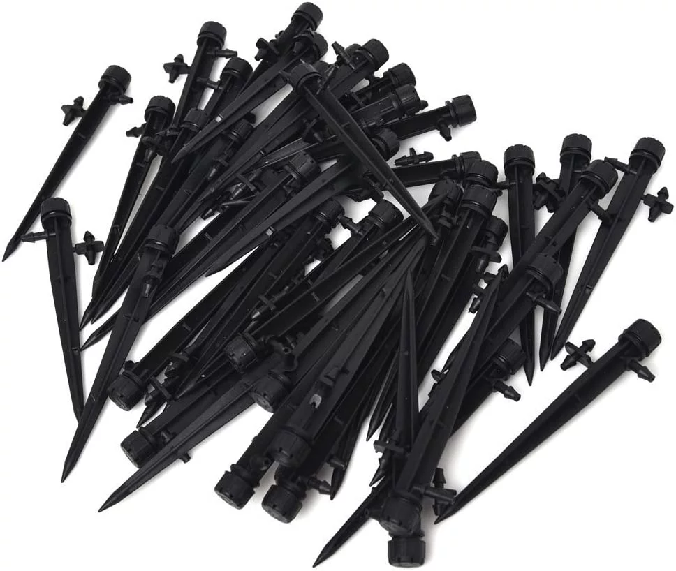 50 Pcs 360 Degree Adjustable Wate Flow Irrigation Drippers on Stake Em.