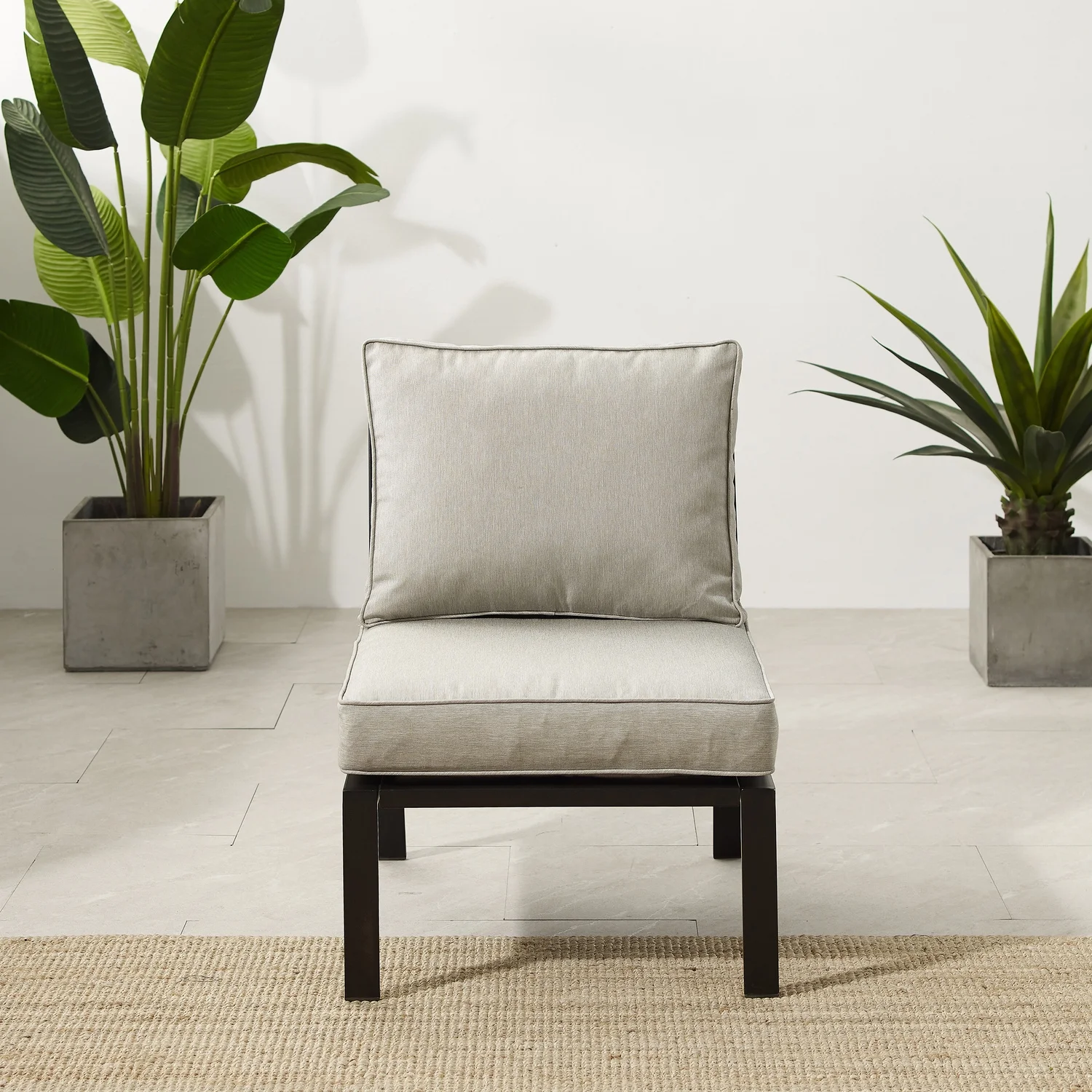 Maykoosh Rococo Romance Outdoor Metal Sectional Center Chair Taupe/Matte Black