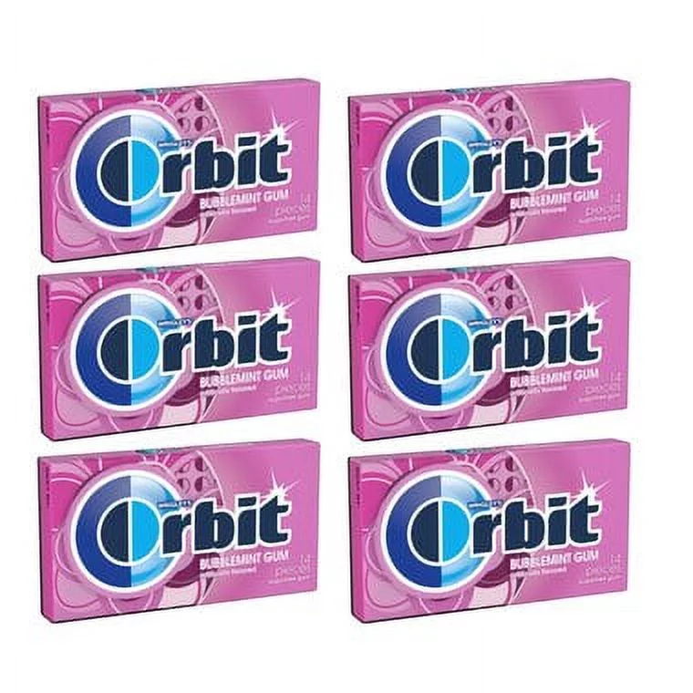 Wrigley's Orbit Sugar Free Gum 14 Pieces - Bubble Mint Gum [ 6 Pack ]