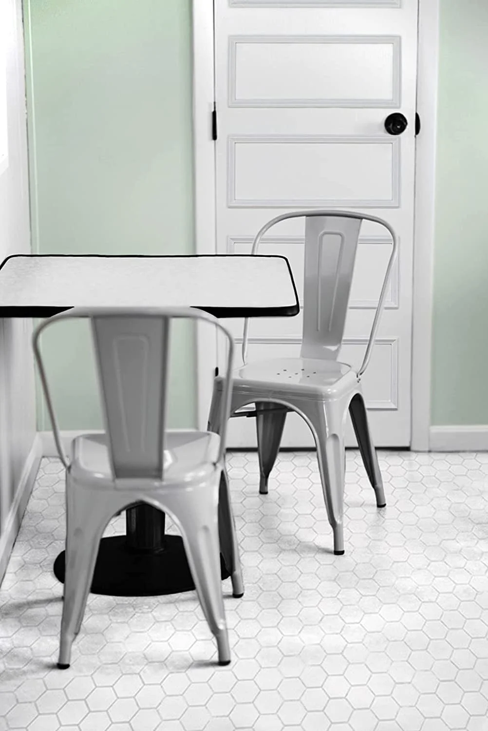 Group Stackable Metal Cafe Chair, Gray (Pack of 2)