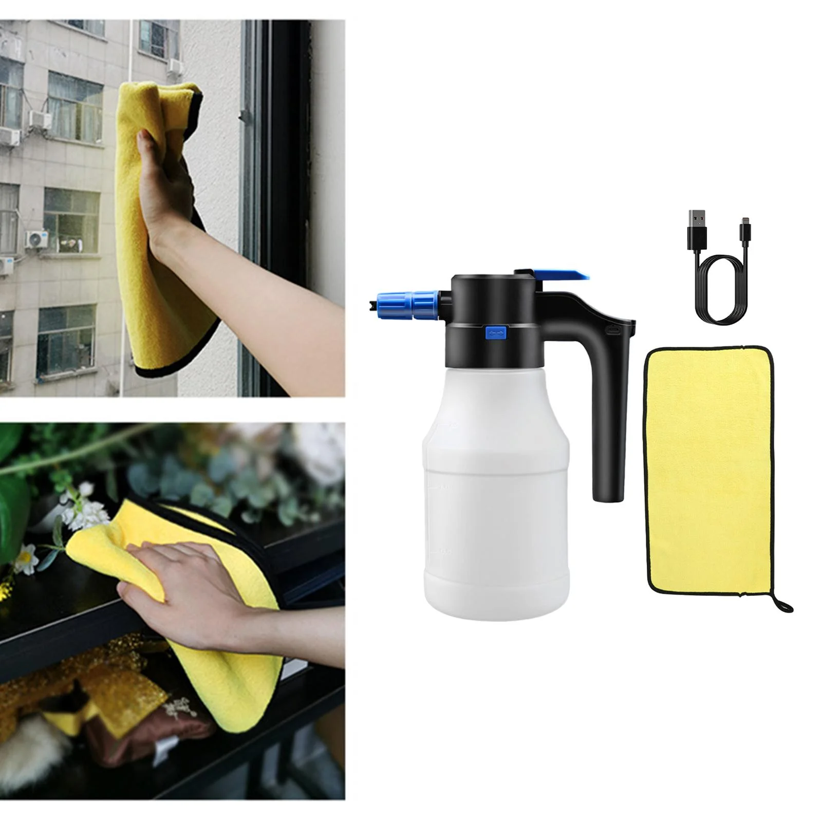 Colaxi Electric Foam Sprayer, Water Sprayer with Cleaning Cloth, USB Battery, Automatic Plant for Fertilizing The