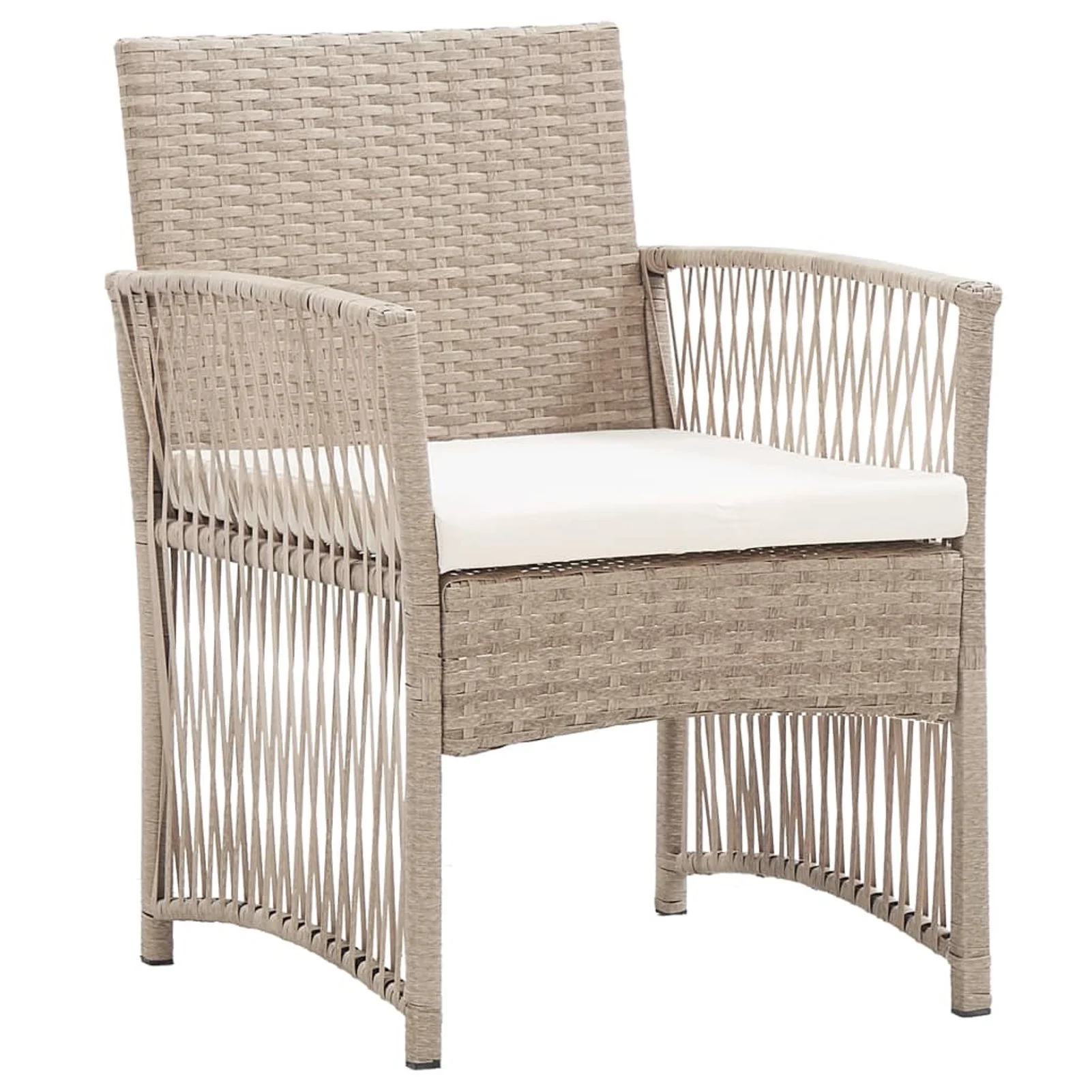 Anself Patio Armchairs with Cushions 2 pcs Beige Poly Rattan