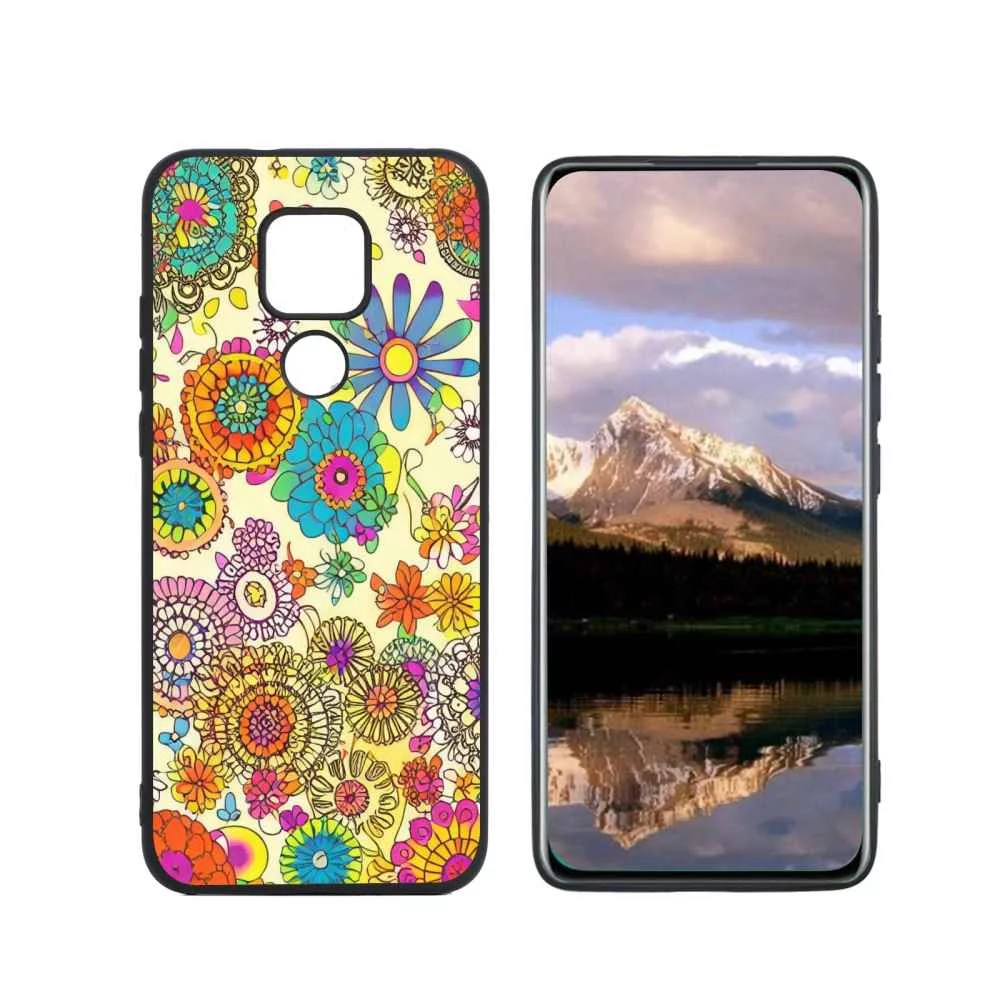 Compatible with Moto G Play 2021 Phone Case, Retro-s-Groovy-Floral-Rainbow-Hippie16 Case Men Women, Flexible Silicone Shockproof Case for Moto G Play 2021