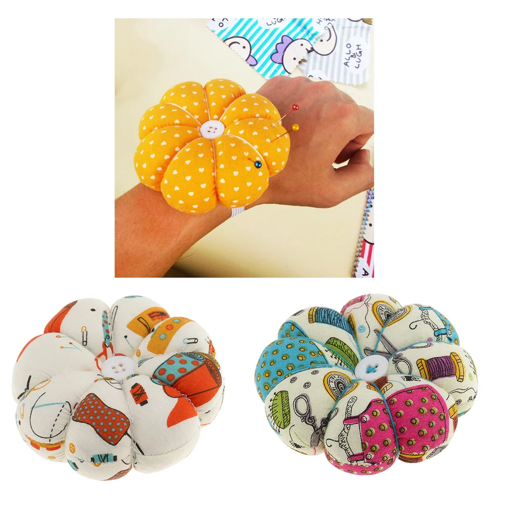 Handy Pumpkin Shaped Pin Cushion with Wrist Band Wearable Pincushion