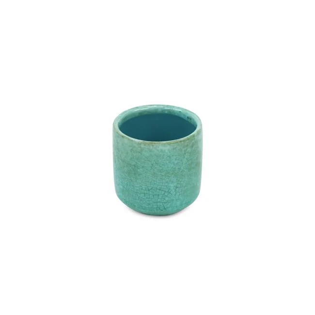 Abstract Mosaic Pattern Ceramic Planter, Green