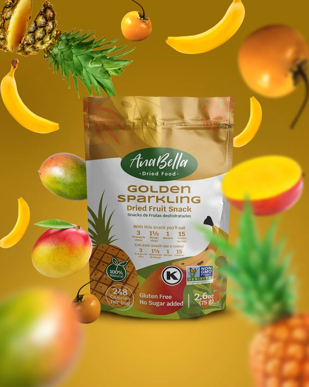 Anabella Golden Sparkling - Display Box X 6 individual container of 2.64 Oz (75 gr)