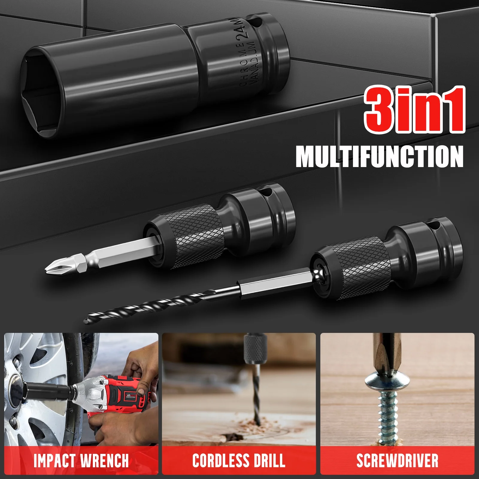 Cordless Impact Wrench, Power 1/2 inch Brushless Impact Gun, Max Torque 350 Ft-lbs(450N.m) Impact Wrench with 20V Brushless Motor, with 2 x 2.0Ah Li-ion Battery & 7 Sockets,9 Drill,6 Screws