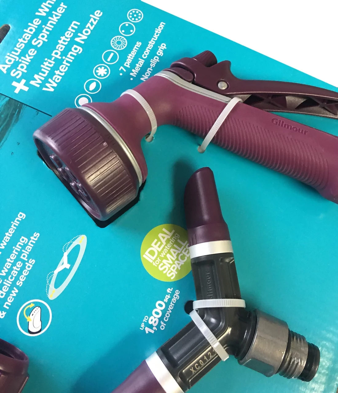 Gilmour Adj Whirling Sprinkler w/ Spike Base, Rear Control Watering Nozzle Set, Metal Water Passage