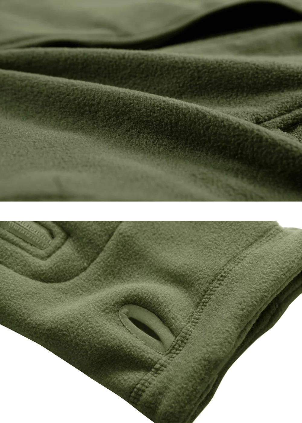 TACVASEN Mens Soft Winter Fleece Jacket Camping Warm Coat Army Green M