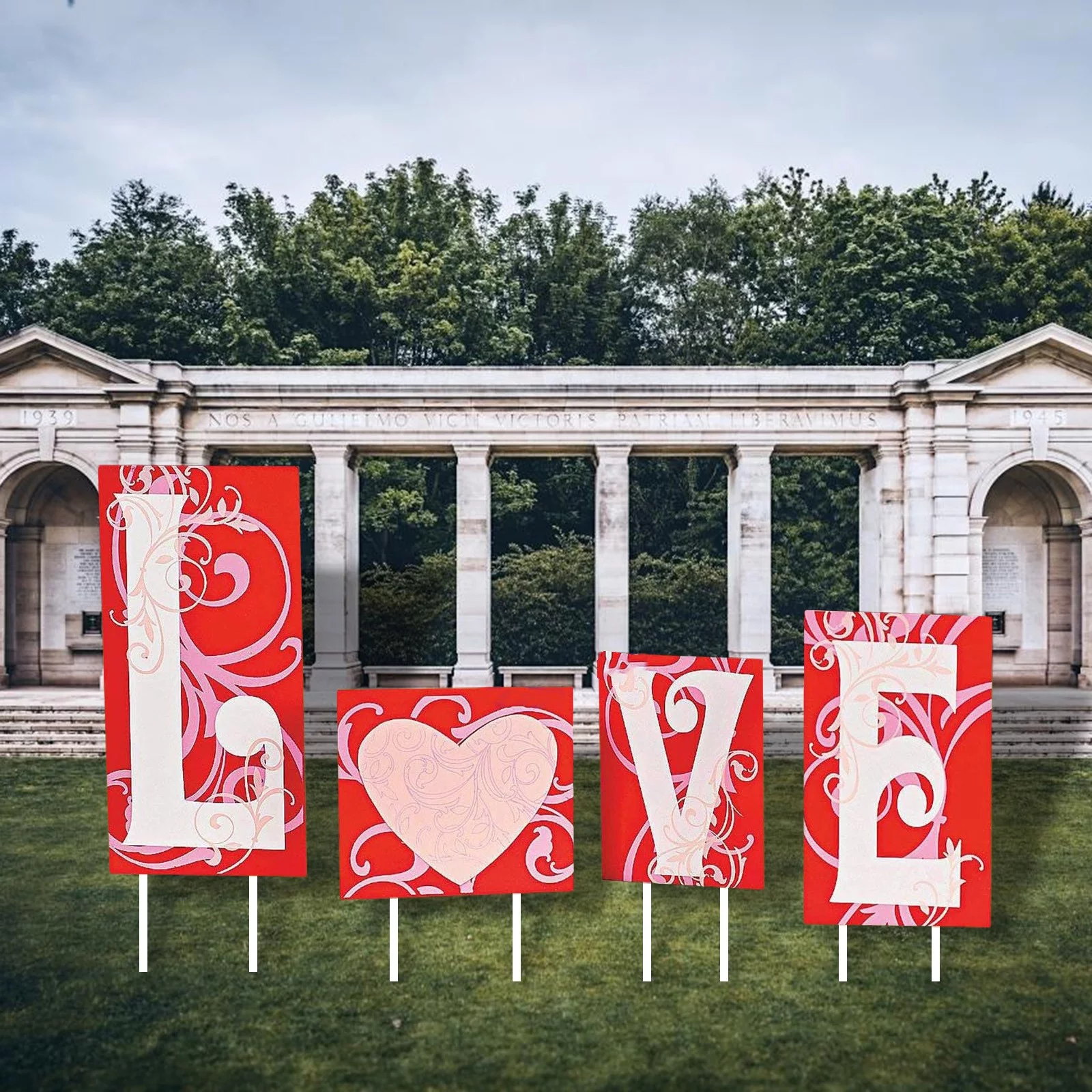 iju7gthy Folding Chairs for Outside Purple 4th of July 4Pc Valentine'S Day Outdoor Garden Lawn Sign with Stakes