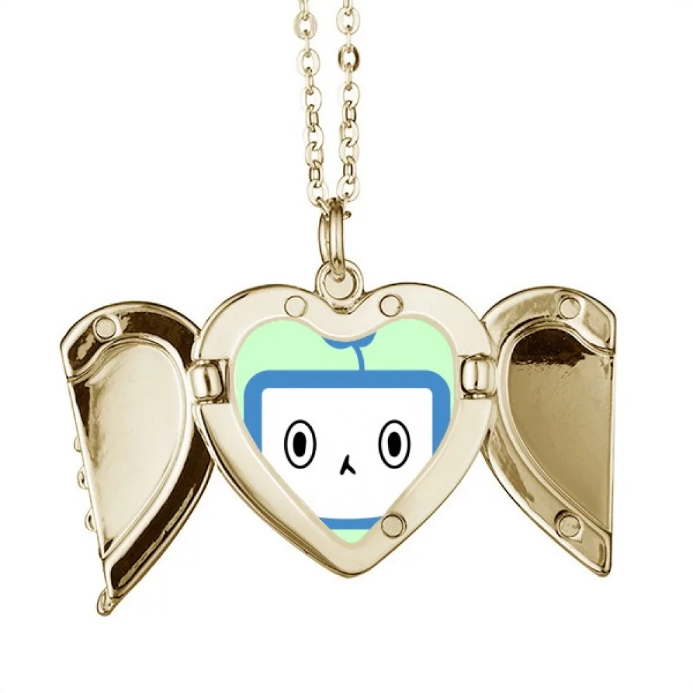 Saplings Lovely Small TV Face Original Folded Wings Peach Heart Pendant Necklace