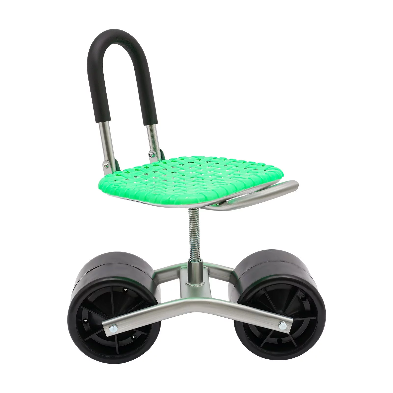 Wuzstar Rolling Stool Workseat Adjustable Height Garden Cart with 2 Wheels, Green