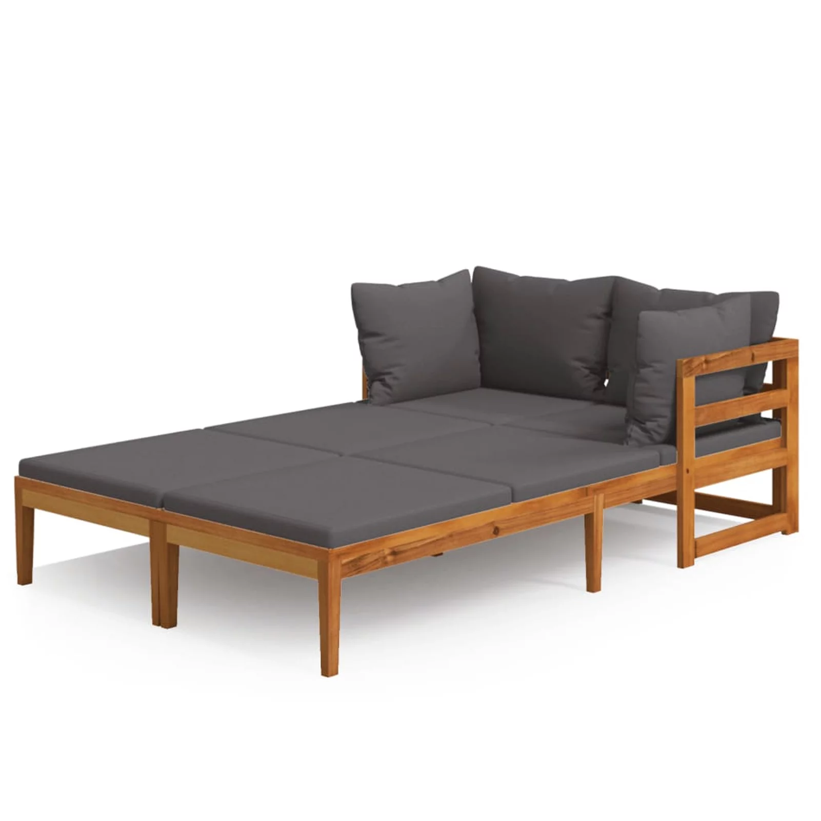 Suzicca Sun Loungers with Dark Gray Cushions 2 pcs Acacia Wood