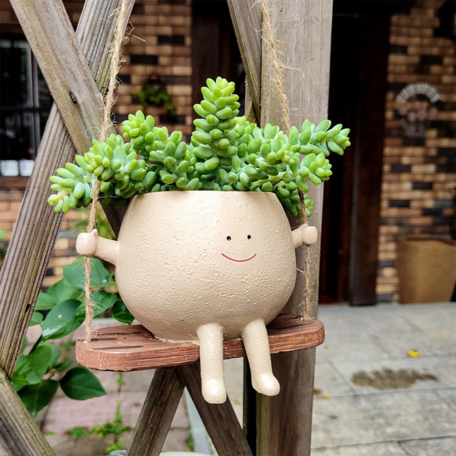Hanging Flower Pots Swing Face Planter Hanging Plant Pot Flower Pot Pendant Flower Holder For  Outdoor Garden Decoration