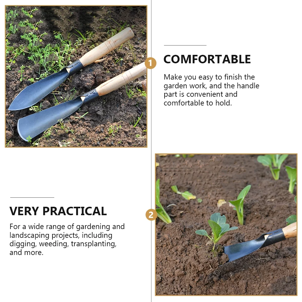 Wild Vegetable Digging Shovel 2 Pcs Gardening Shovels Hand Tools Scoop Handheld Manual Spade Wooden