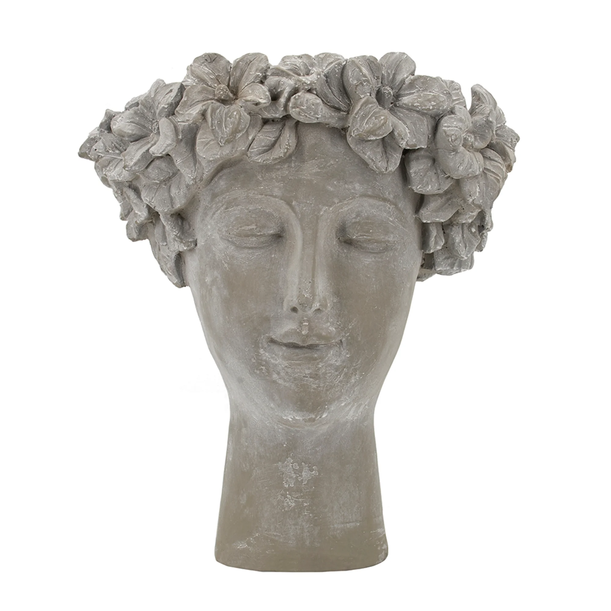 CC Home Furnishings Woman with Floral Crown Cement Planter - 14.5