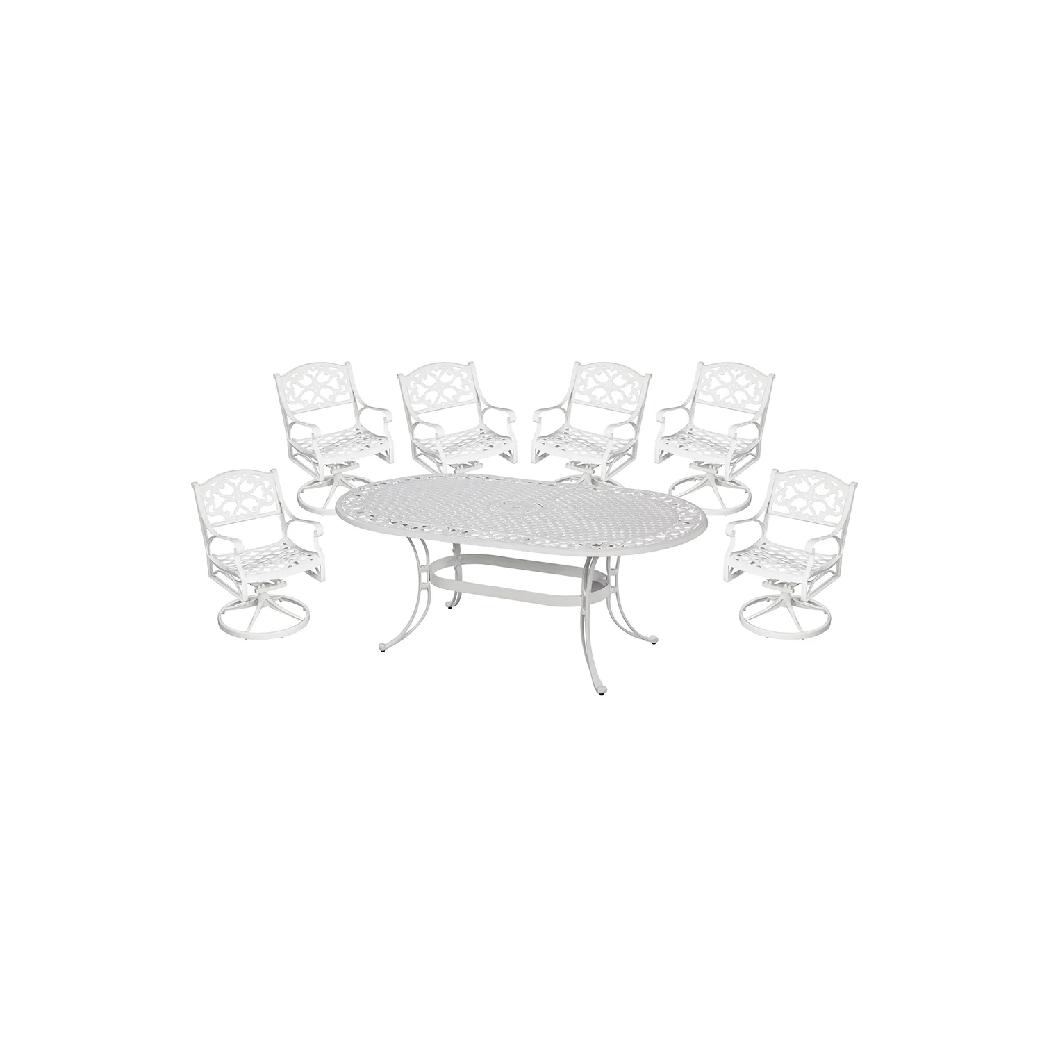 Homestyles Sanibel Aluminum 7 Piece Outdoor Dining Set in White