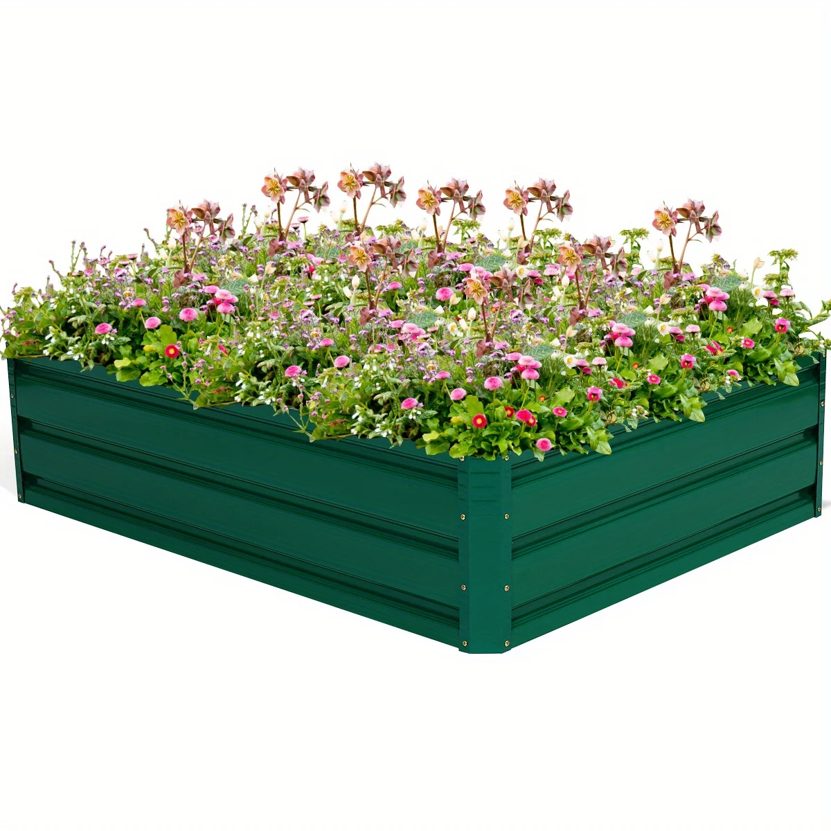 Patio Raised Garden Bed Vegetable Flower Planter Metal Plant Box Dark Green (47