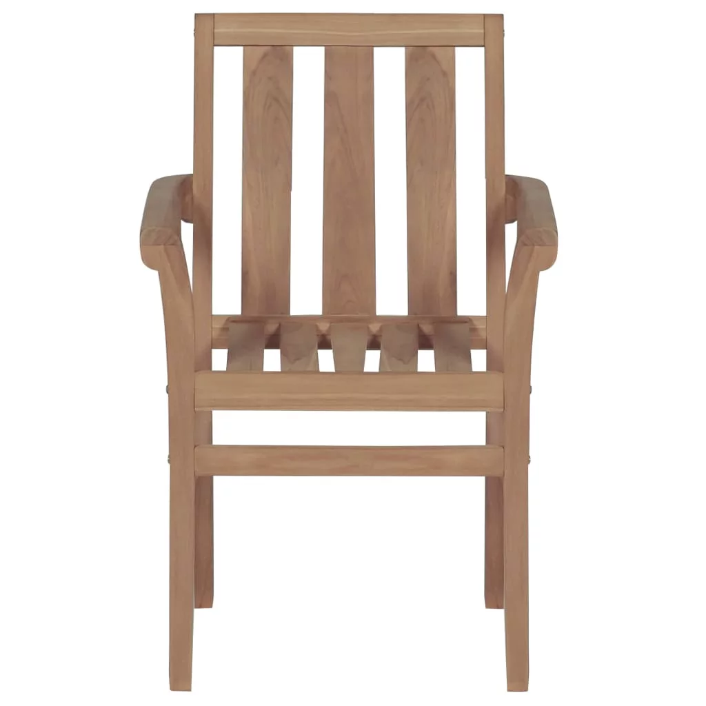 Dcenta Stackable Patio Chairs with Cushions 6 pcs Solid Teak Wood