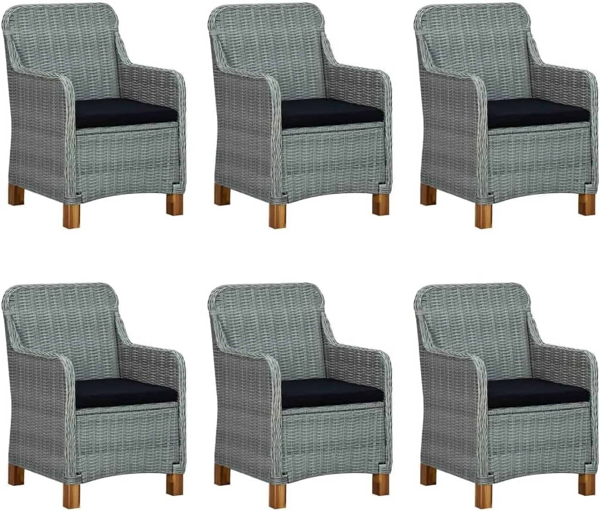 7 Piece Patio Dining Set with Cushions Poly Rattan Light Gray 116.2kg/255.64ib Outdoor Furniture Sets