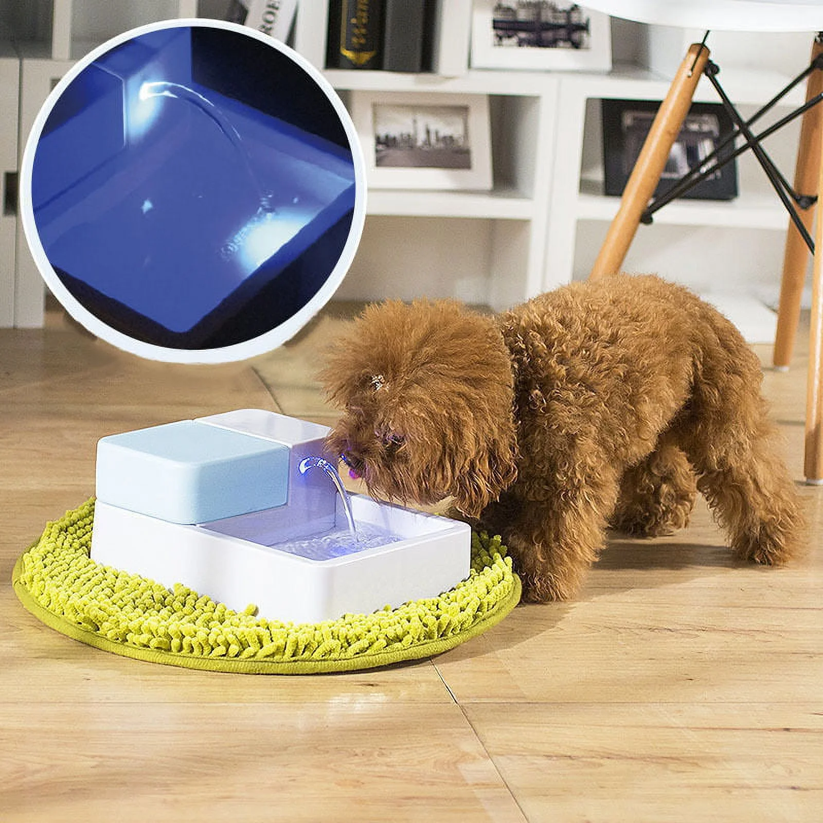 1.8L LED + UV Sterilization Automatic Pet Water Fountain 12V Pet Waterer Safe Drinking Filter Bowl for Dogs Cats