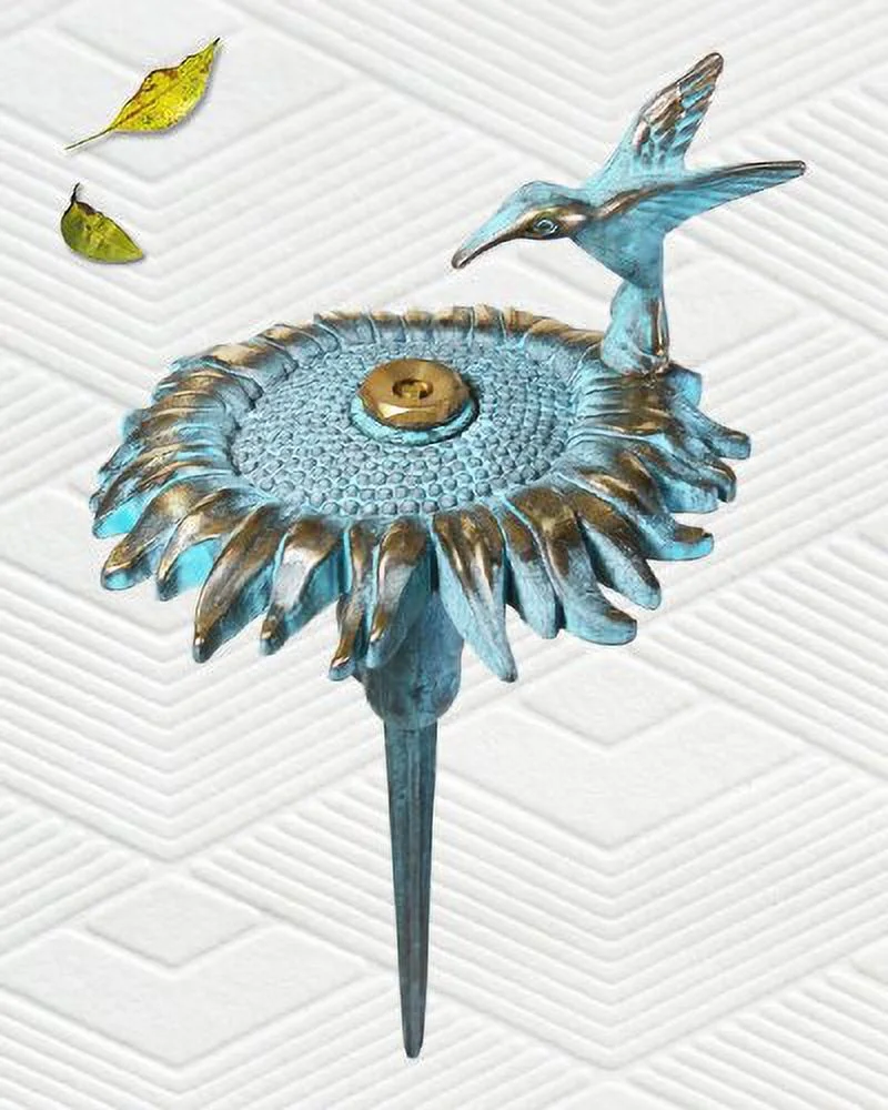 Taiwan Brass Decorative Lawn & Garden Sprinkler - Sunflower with a Hummingbird