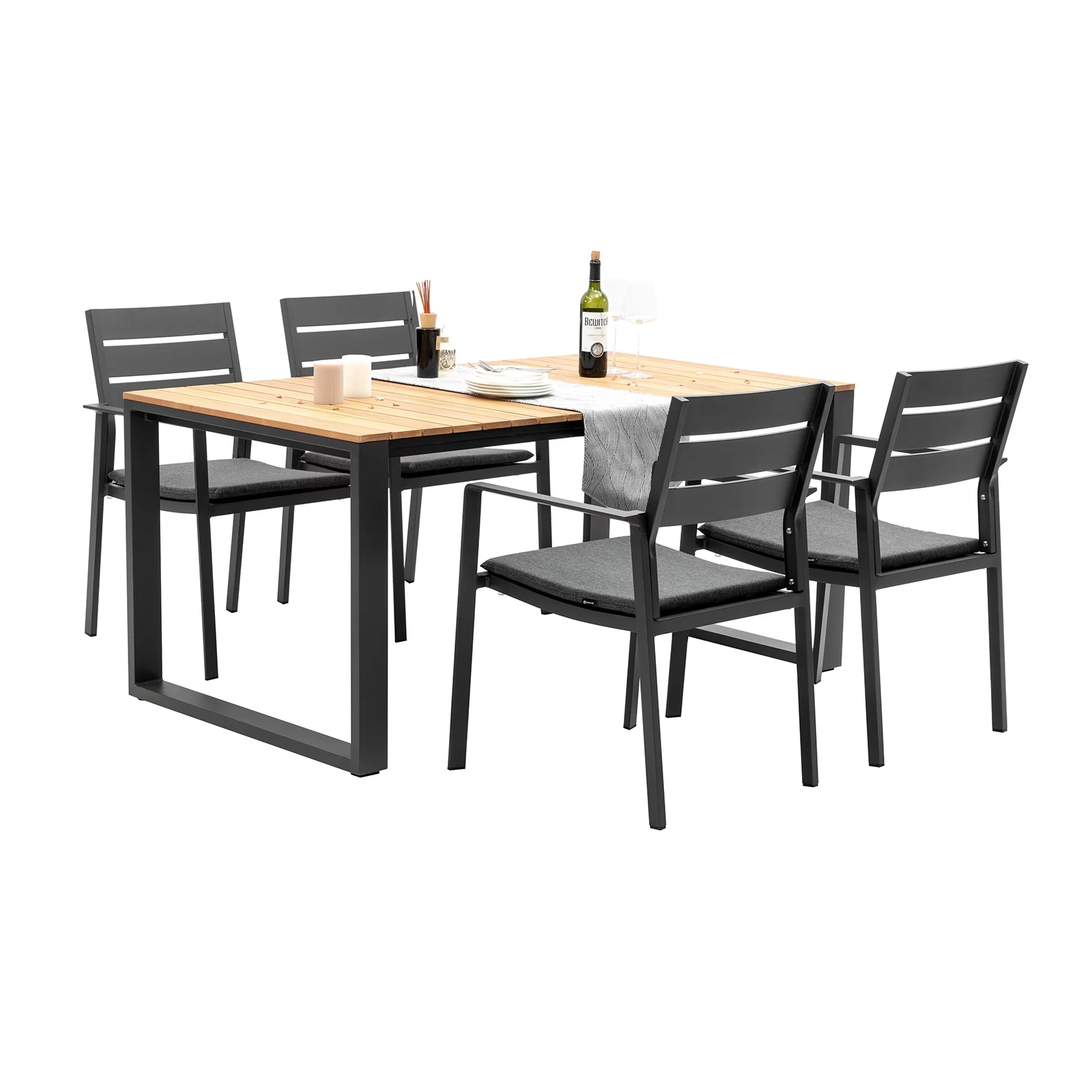 5 Piece Outdoor Dining Set for 4 Aluminum Patio Dining Table and Chairs Set & Stackable Chairs,Gray