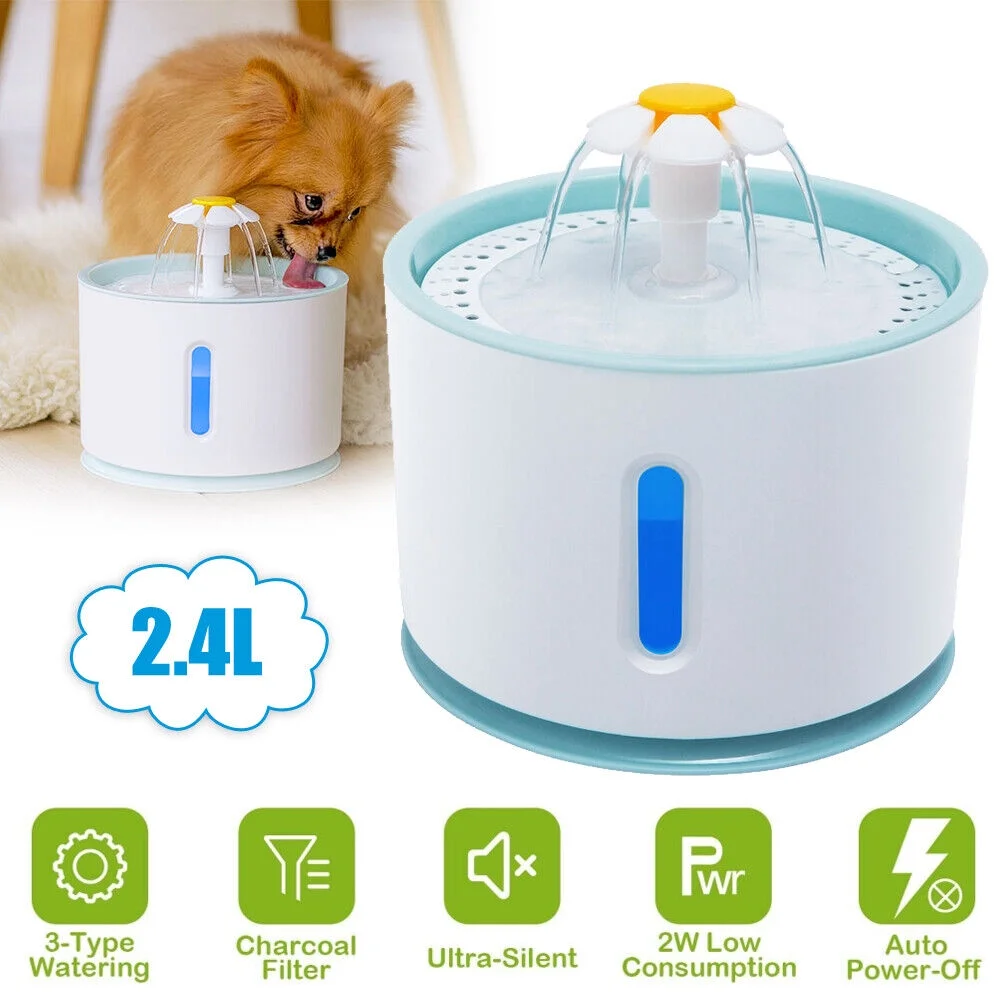 Automatic Dog Cat Water Fountain Drinking Dispenser Bowl Electric 2.4L Silent