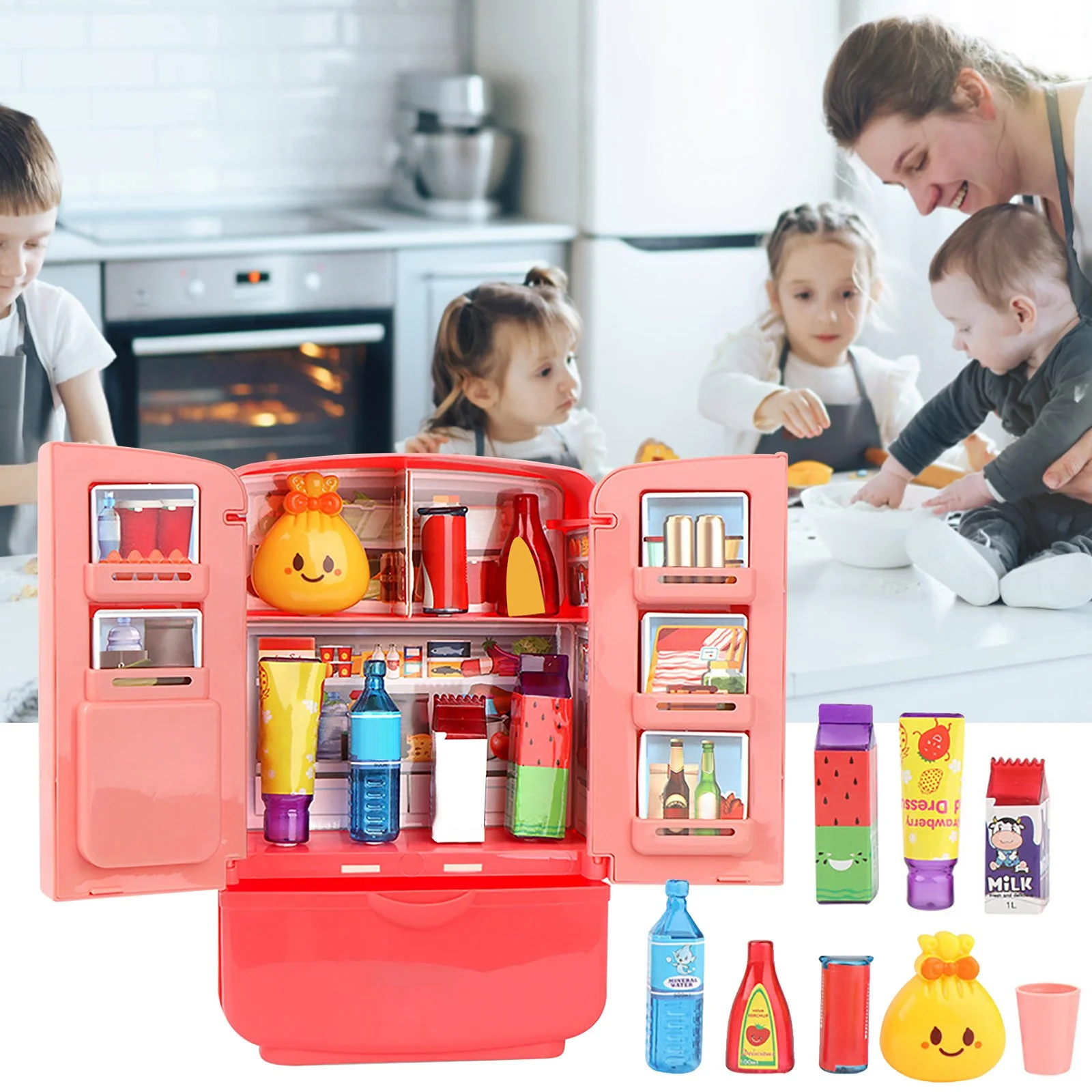 WalGRHFR Birthday Gift Toys for Ages 2-4 Outdoor Children'S Play House Refrigerator Kitchen Toys Double Door Home Appliances Boys and Girls Smart Refrigerator Toys Children'S Gifts*1 Set