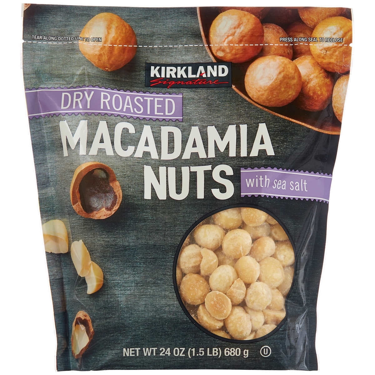 Kirkland Signature Dry Roasted Macadamia Nuts 24 oz.With Spoon