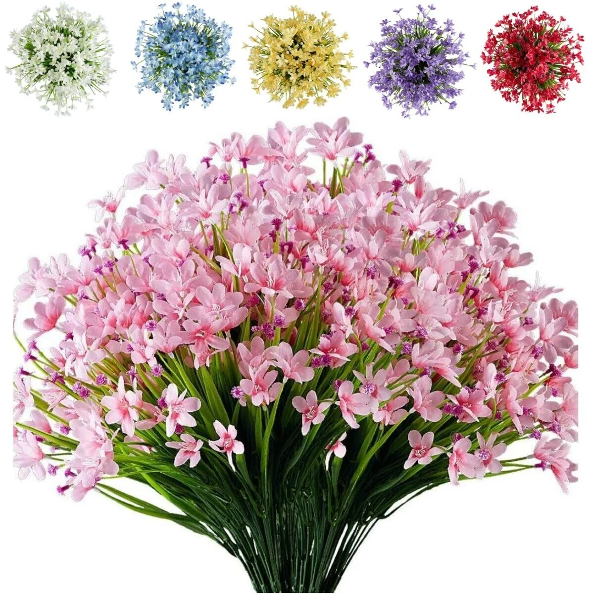 12 Bundles Artificial Daffodils Flowers, Fake Greenery UV Resistant No Fade Faux Plastic Plants for Wedding Bridle Bouquet Outdoor Home Garden Decor