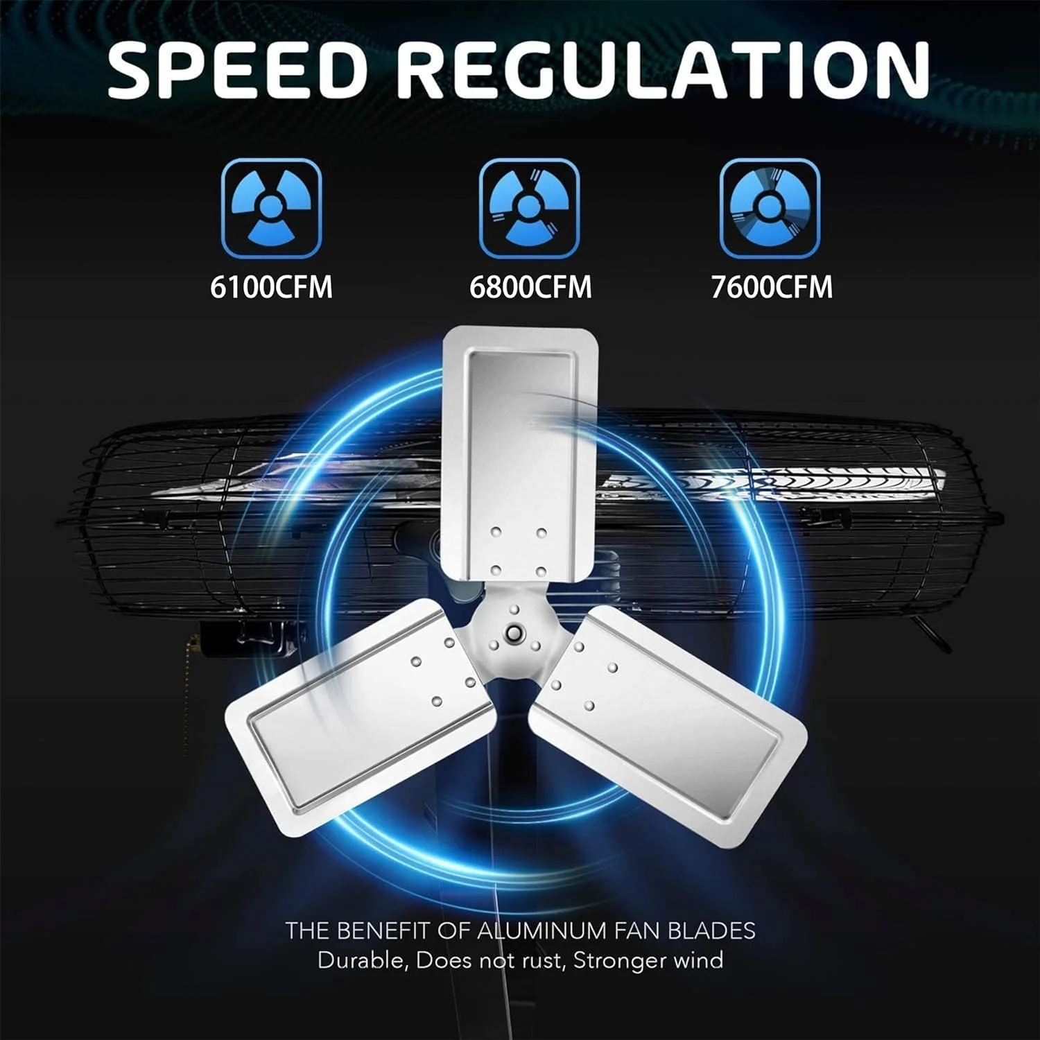 18 Inch Industrial Wall Mount Fan  3 Speed Commercial Ventilation Metal Fan for Warehouse  Greenhouse  Workshop  Patio  Factory and Basement - High Velocity