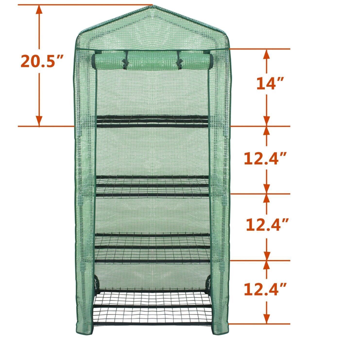 2PCS 4 Tier Portable Mini Greenhouse Gardening Green House w/ PE Cover Outdoor