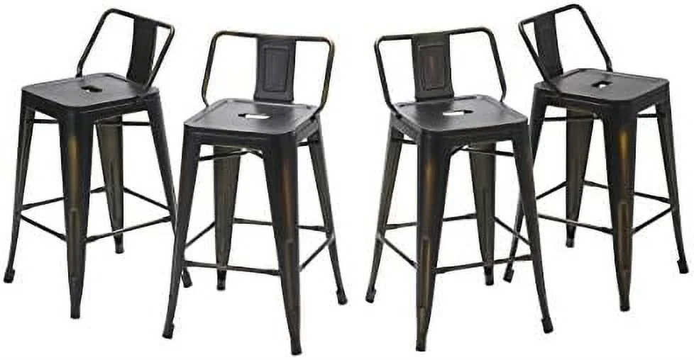 AYFDEGT Modern Industrial Metal Stool [Set of 4] for Indoor/Outdoor Dining Chair (26"  Low Back White)