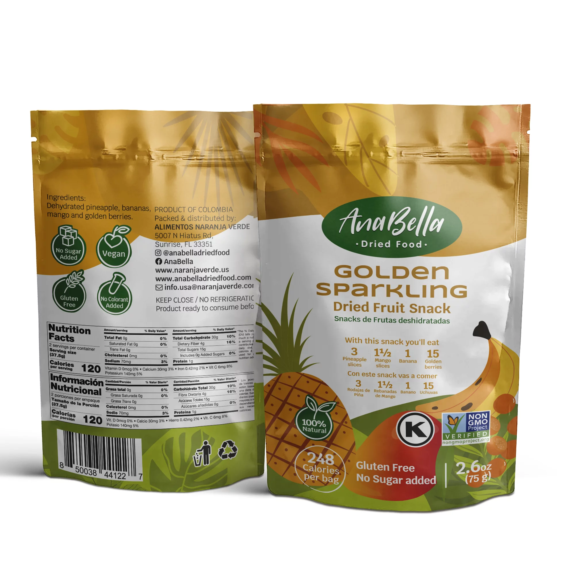 Anabella Golden Sparkling - Display Box X 6 individual container of 2.64 Oz (75 gr)
