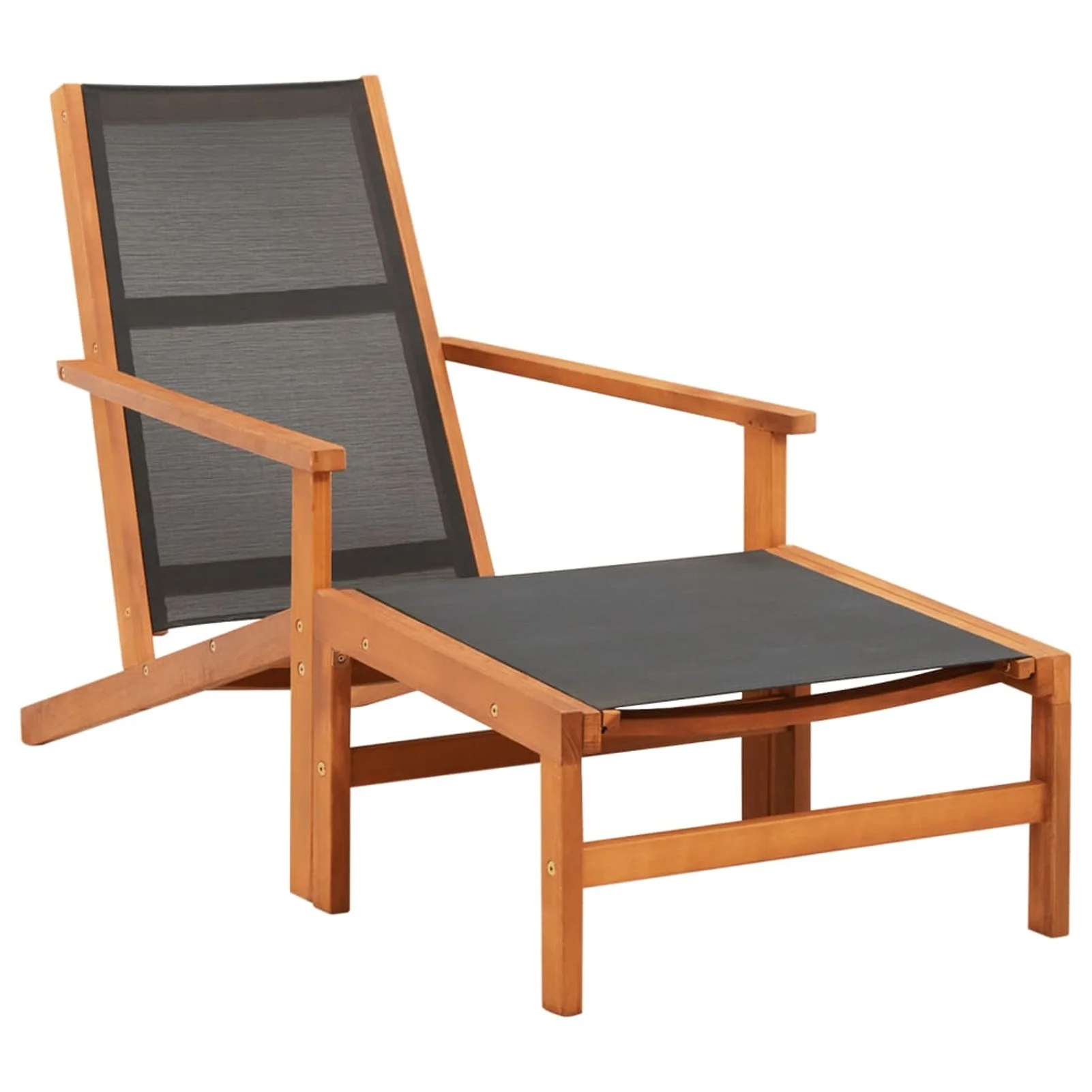 ametoys Patio Chair with Footrest Solid Eucalyptus Wood and Textilene