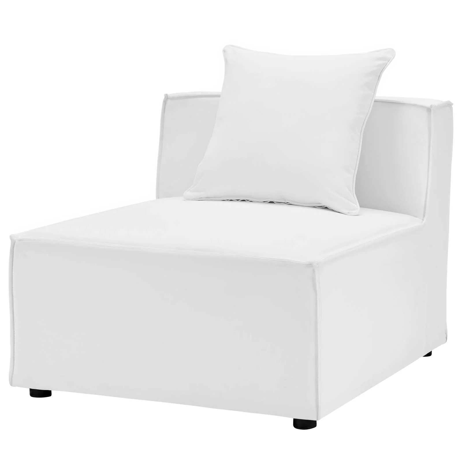 Sofa Middle Chair, Fabric, White, Modern Contemporary Urban Design, Outdoor Patio Balcony Cafe Bistro Garden Furniture Hotel Hospitality