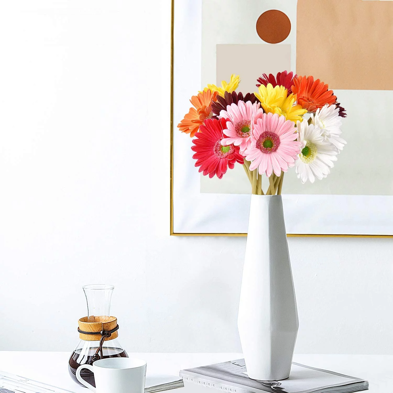 MARTINE MALL 12pcs Multi Color Artificial Daisy Bouquet 12.6