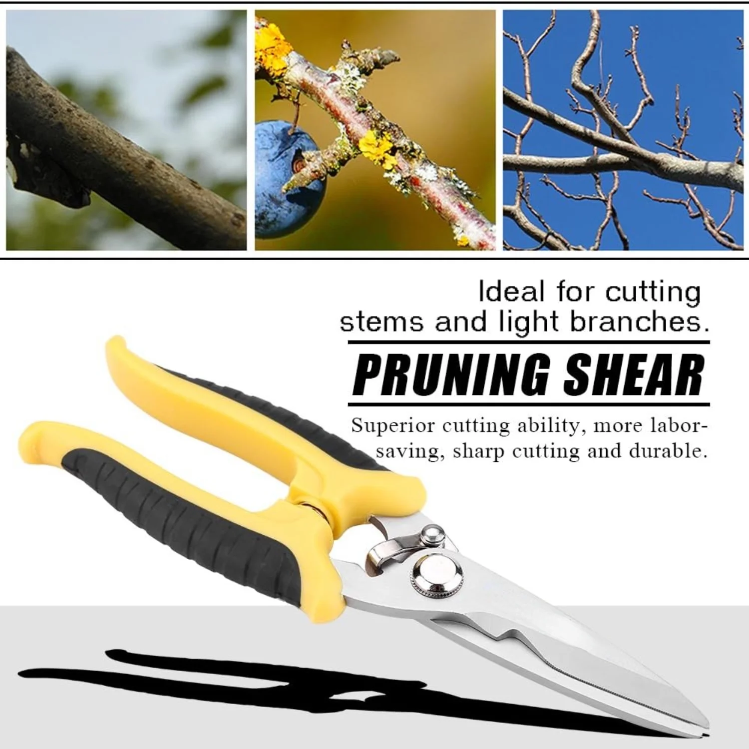 8” Stainless Steel Pruning Shears Scissors Cutter Garden Rose Branch Grape Vine Pruner Hand Tool
