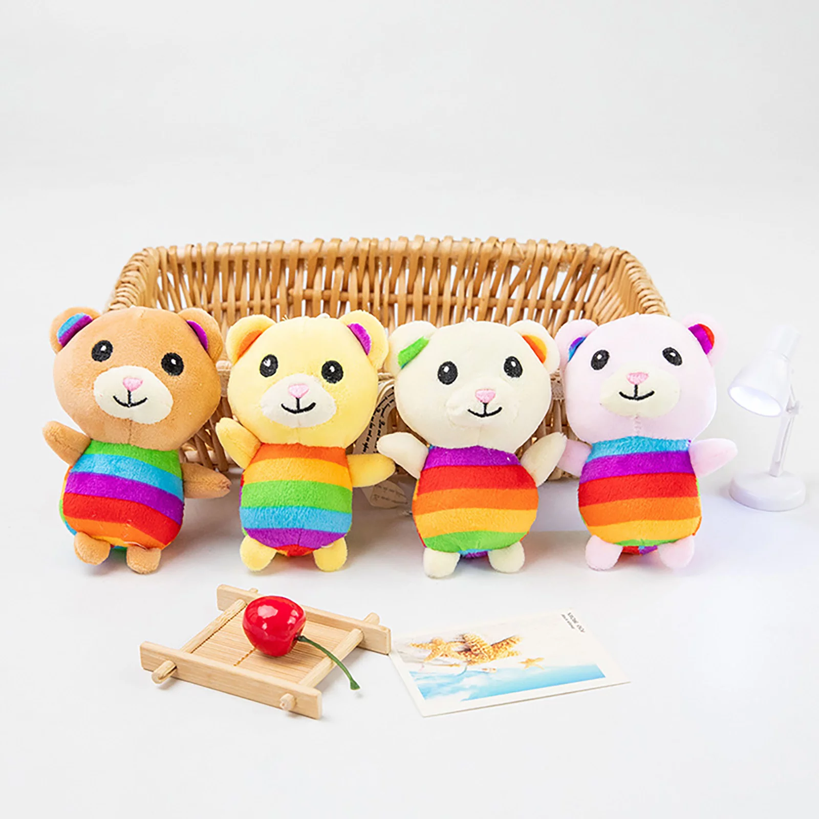 XZZjjl 4th of the July Children'S Pools Cute Bear Plush Toy Pendant Backpack Doll Doll Decoration Simple Key Chain Pendant Toy for Easter *6Pcs