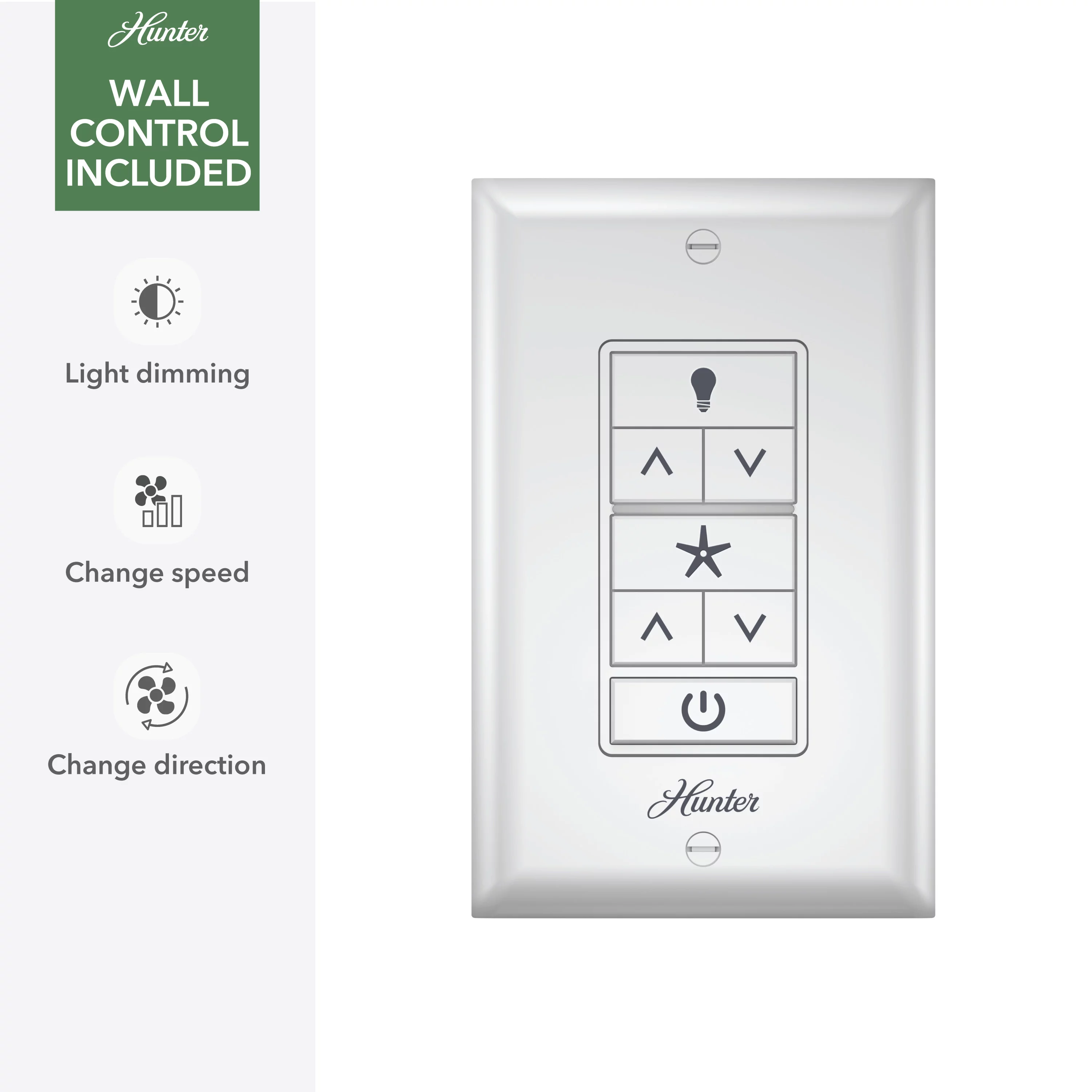 HUNTER - 52402 - Hunter 44 inch Presto Matte White Low Profile Ceiling Fan and Wall Control