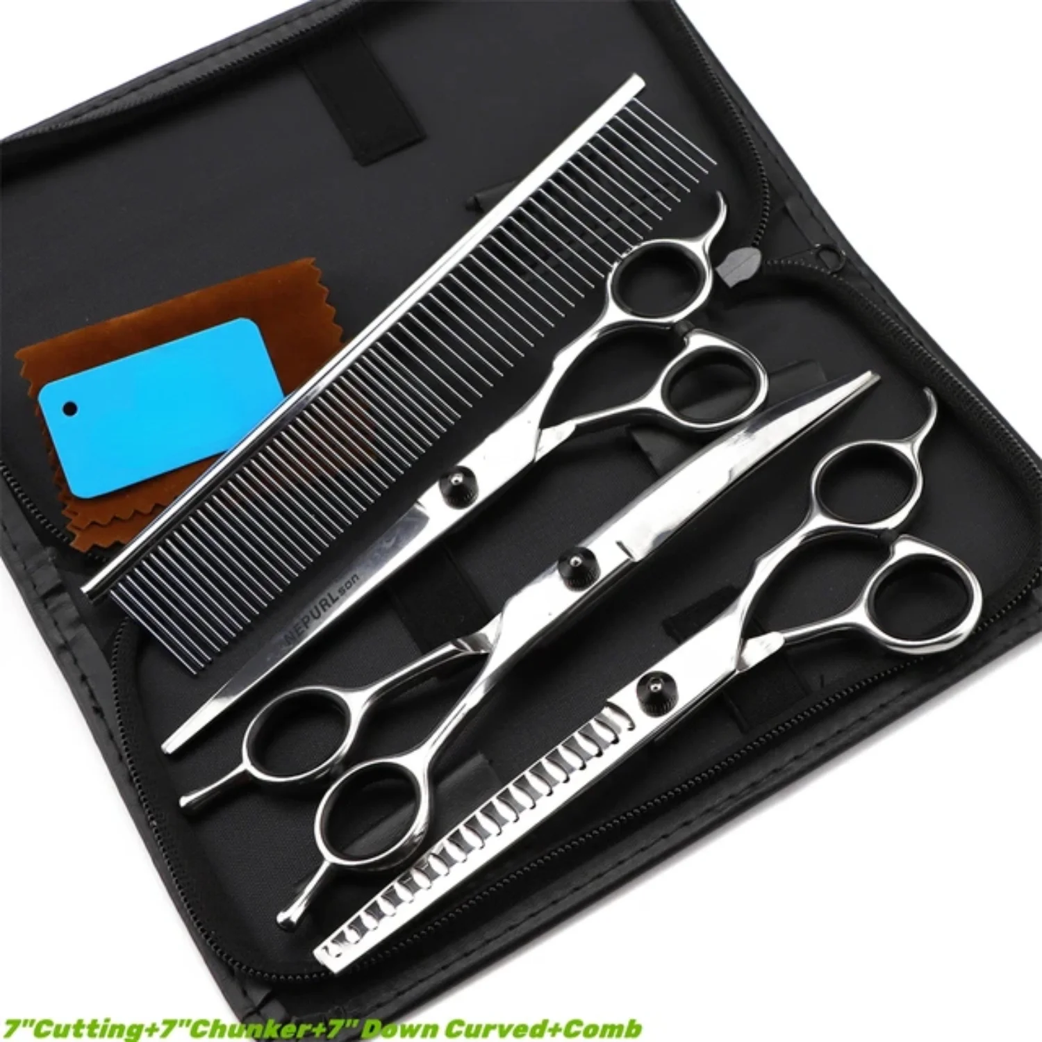 High-quality 1 Japan Stainless Grooming Scissors Kit for Dogs  5 inch Thinning Shears and Chunker Down Curved Pet Scissors