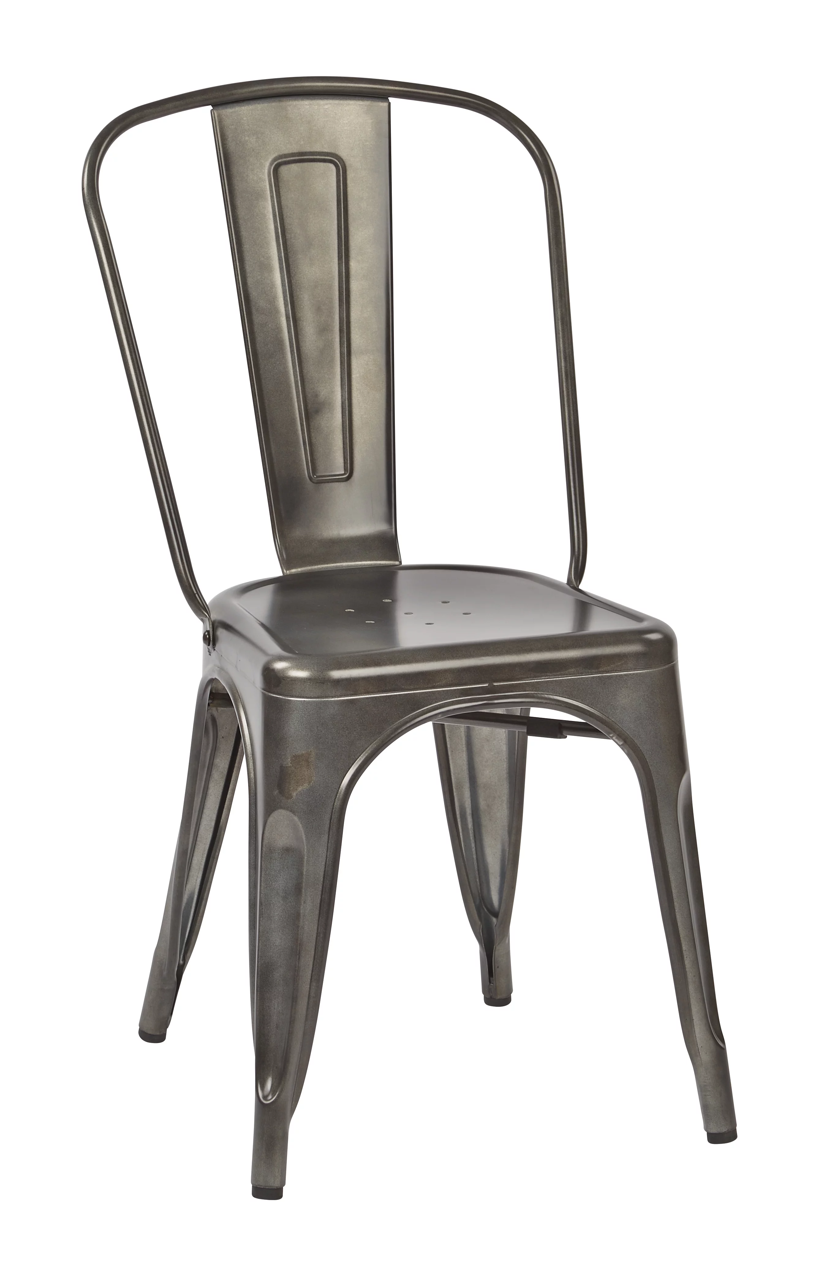 OSP Home Furnishings Bristow Armless Chair, Matte Galvanized Finish, 4 Pack