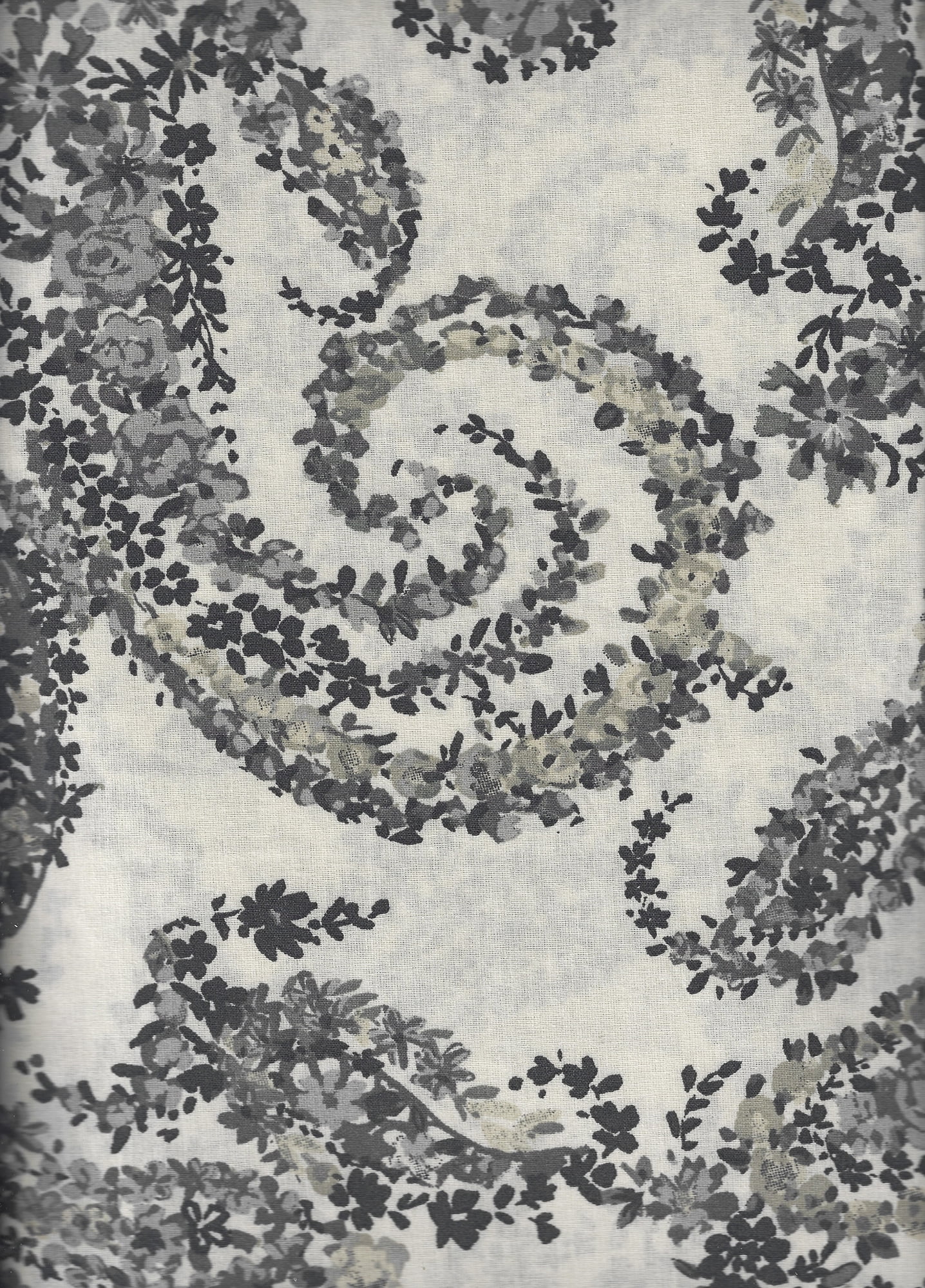 Paisley  Tablecloth 52 x 70 Rectangle Laminated Grey Off-White Fabric Bee Willow