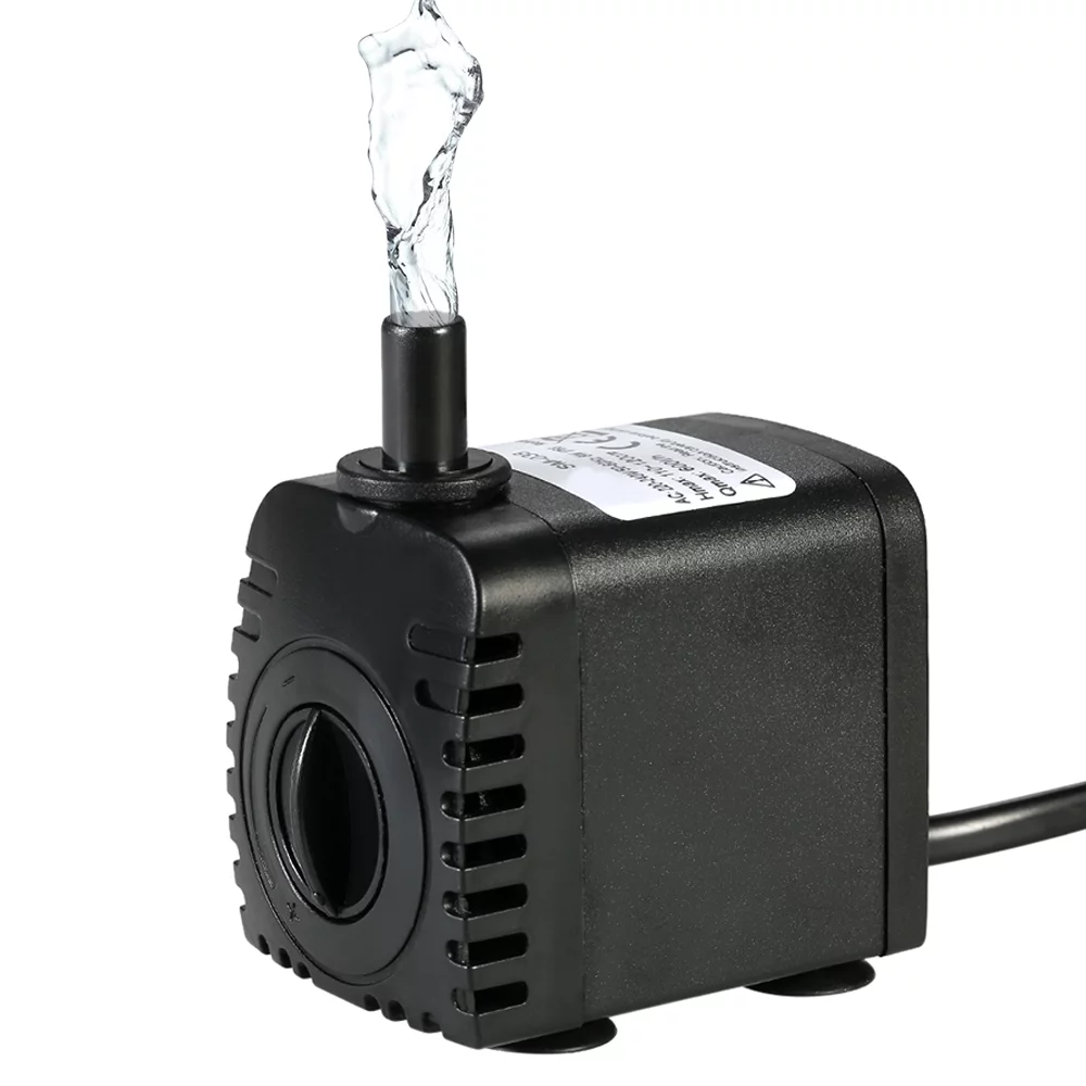 600LH 8W Submersible Pump for Aquarium Tabletop Fountains Pond Gardens and Hydroponic Systems with 2 Nozzles AC110V